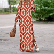 Lade das Bild in den Galerie-Viewer, Henar - Boho Kleid mit Langen Ärmeln und V Ausschnitt
