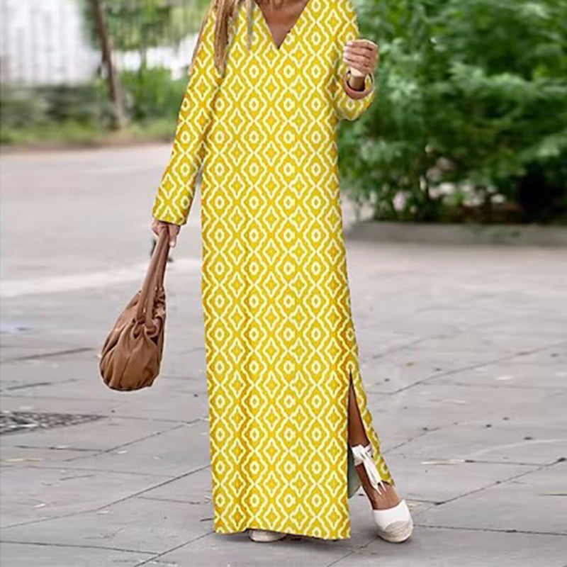 Henar - Boho Kleid mit Langen Ärmeln und V Ausschnitt