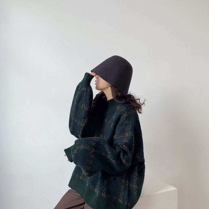 WOLF Aufnäher Arbeits pullover lose Laternenärmel