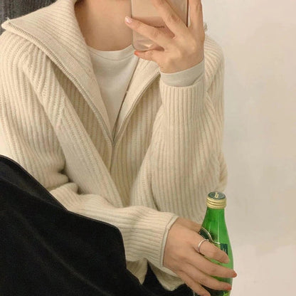 WOLF beige farben Pullover Reißverschluss