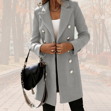 Lade das Bild in den Galerie-Viewer, Luna Mantel | Eleganter und Bequemer langer Trenchcoat in Woll-optik mit Knöpfen
