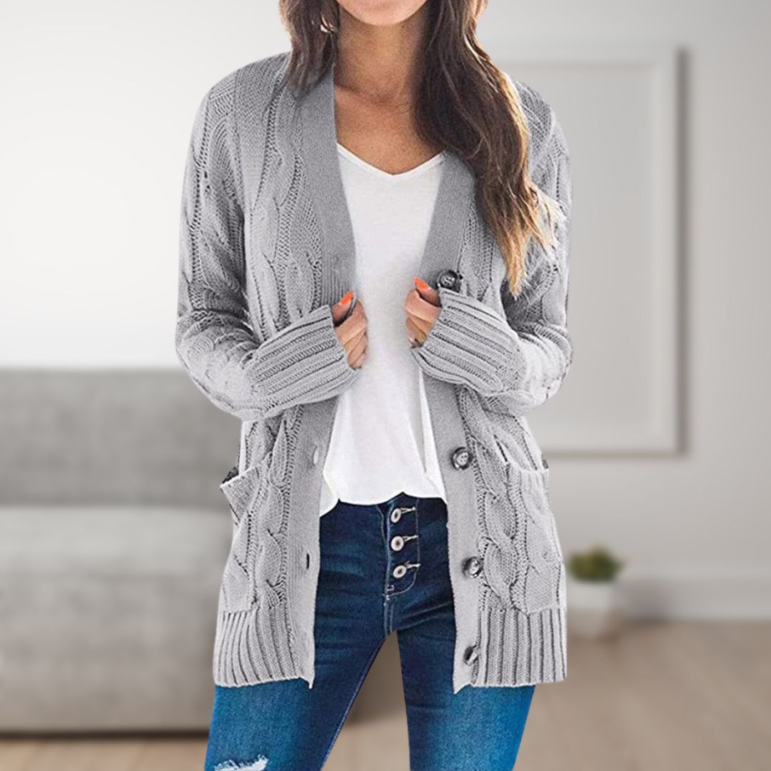 Webber Strickjacke | Mittellange Cardigan mit Knöpfen für Frauen