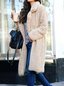 WOLF Lange Damen-Strickjacke aus weichem Kunstfell