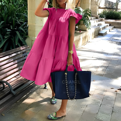 Zana Kleid | Mittellanges Kleid mit gerüschten Ärmeln