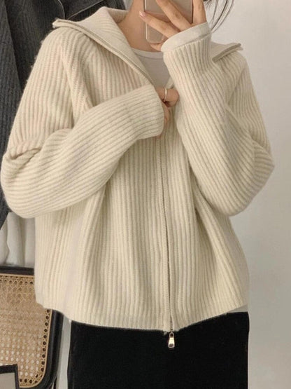 WOLF beige farben Pullover Reißverschluss