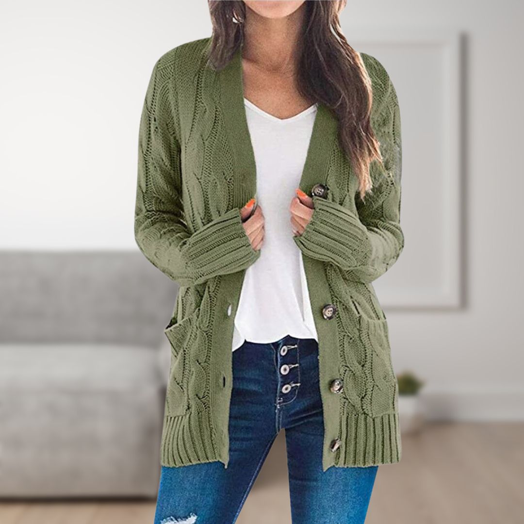 Webber Strickjacke | Mittellange Cardigan mit Knöpfen für Frauen