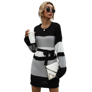Anjie™ | Pulloverkleid mit Rundhalsausschnitt und Bindegürtel