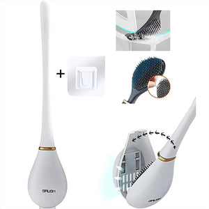 Hygienische Toilettenbürste aus Silikon mit Halterung - stilvoll, hochwertig & langlebig_weiß