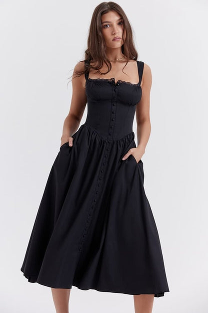 ChicAzure Schwarzes Midi Sommerkleid