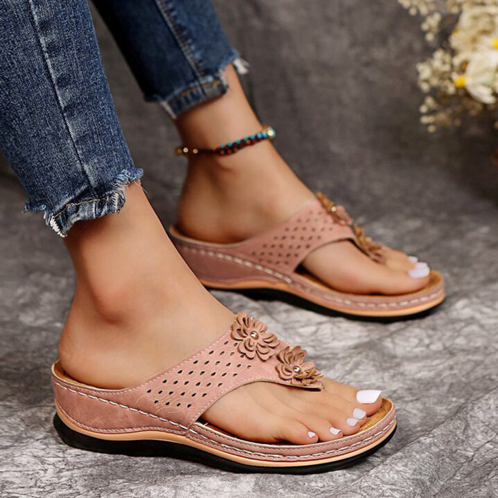 Orthopädische Retro-Sandalen für Damen - gleichmäßige Druckverteilung, leicht & bequem, Haltungskorrektur, rosa