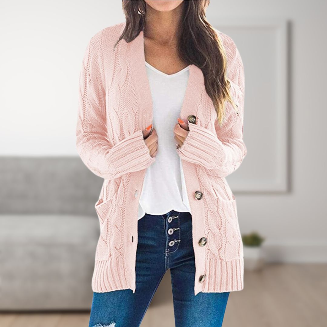 Webber Strickjacke | Mittellange Cardigan mit Knöpfen für Frauen