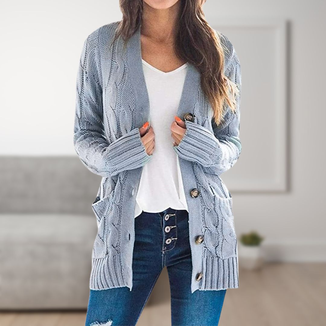 Webber Strickjacke | Mittellange Cardigan mit Knöpfen für Frauen