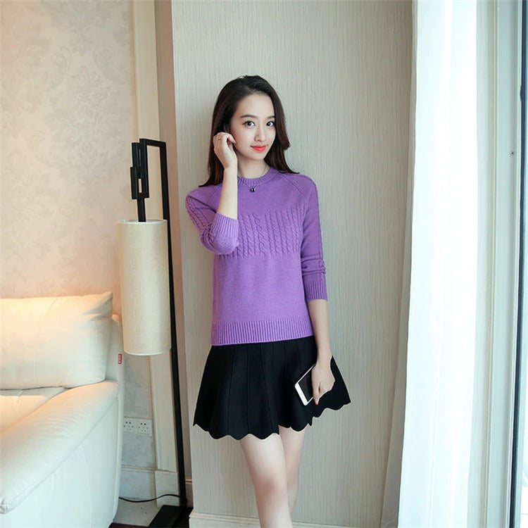 WOLF Lang Ärmel O-Hals Schlank Gestrickt Pullover