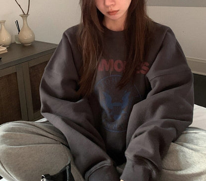 WOLF Besatzung hals Lang Ärmel Locker Pullover