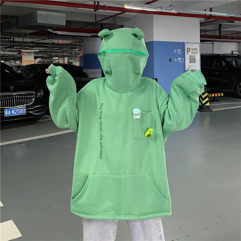 WOLF Reißverschluss Frosch Kapuzenpulli Pullover