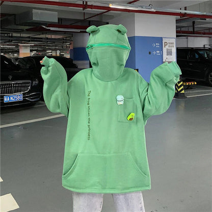 WOLF Reißverschluss Frosch Kapuzenpulli Pullover