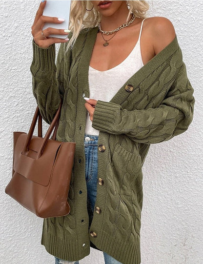 WOLF Lässig Locker Lang Ärmel Gestrickt Mäntel