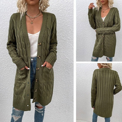 WOLF Lässig Locker Lang Ärmel Gestrickt Mäntel