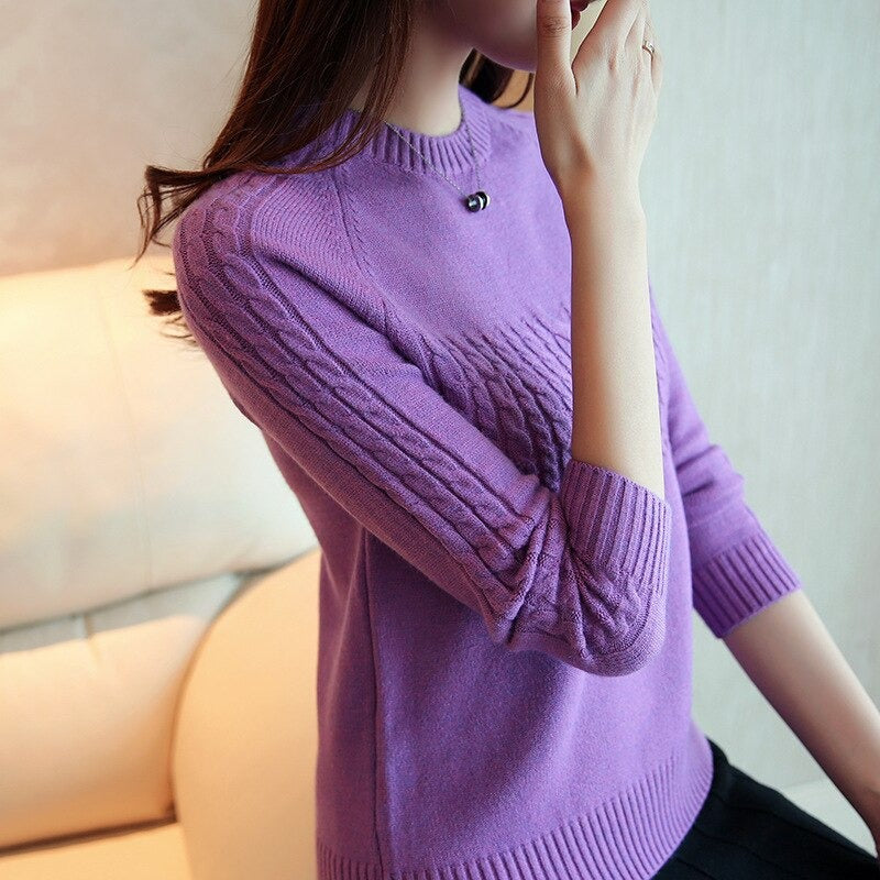 WOLF Lang Ärmel O-Hals Schlank Gestrickt Pullover