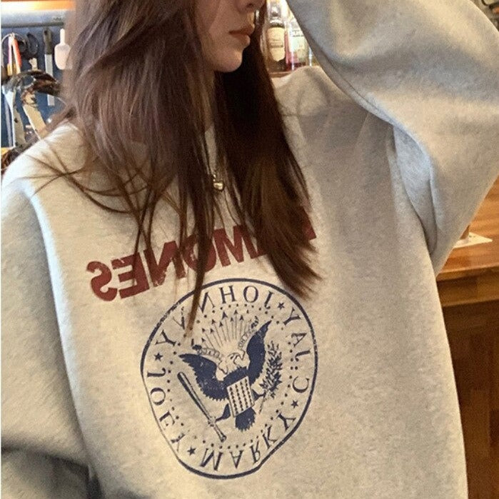 WOLF Besatzung hals Lang Ärmel Locker Pullover