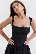 Lade das Bild in den Galerie-Viewer, ChicAzure Schwarzes Midi Sommerkleid
