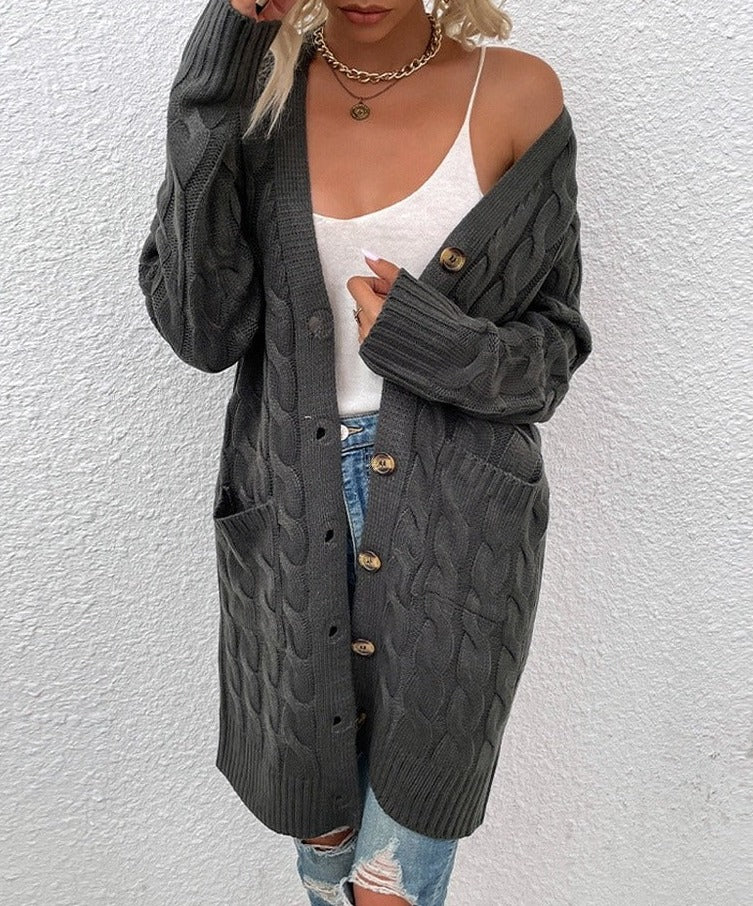 WOLF Lässig Locker Lang Ärmel Gestrickt Mäntel