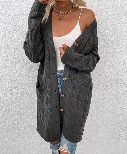 WOLF Lässig Locker Lang Ärmel Gestrickt Mäntel