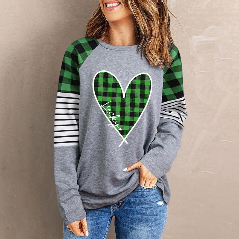 WOLF Patchwork Patrick's Day Herz bedruckte T-Stücke