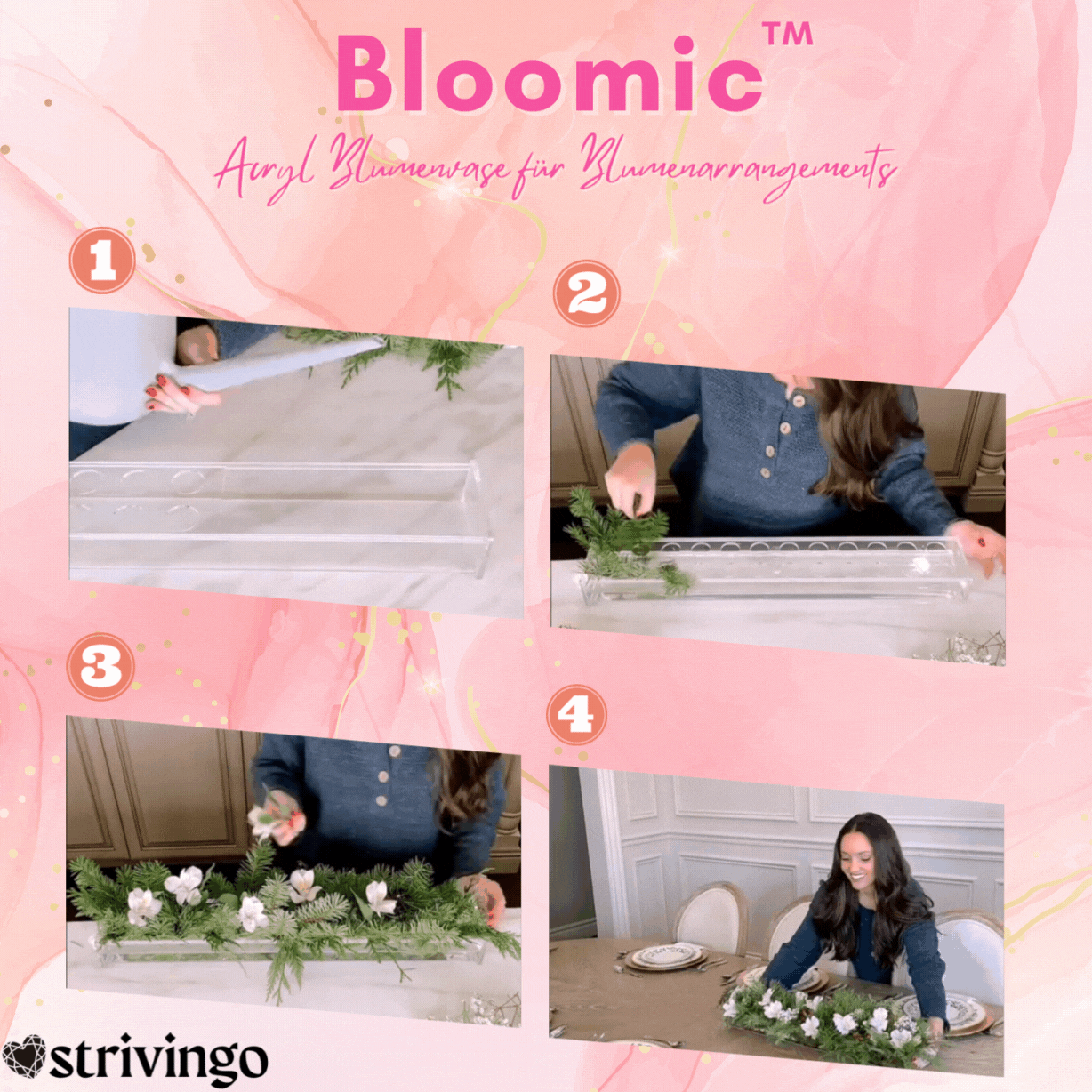 Bloomic™ Acryl Blumenvase für Blumenarrangements