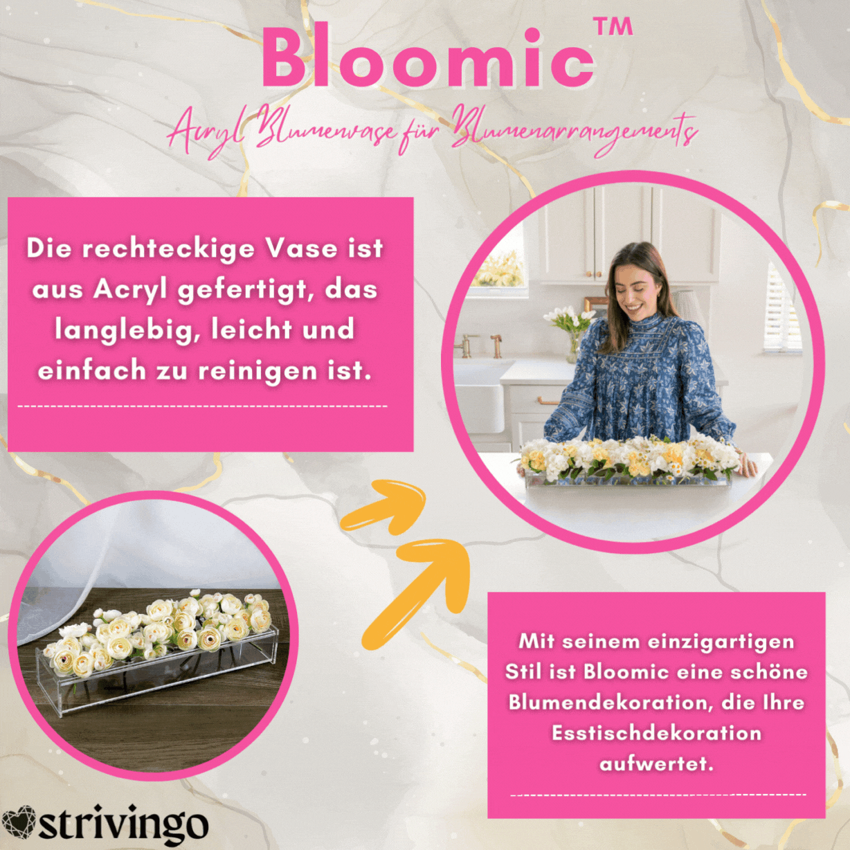 Bloomic™ Acryl Blumenvase für Blumenarrangements