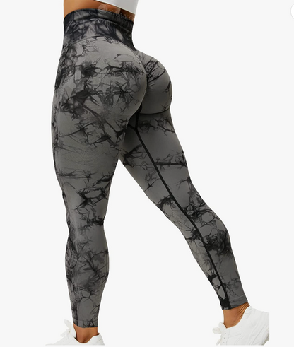 Damen Gym Leggings - High Waist - Yoga Leggings_schwarz grau 1