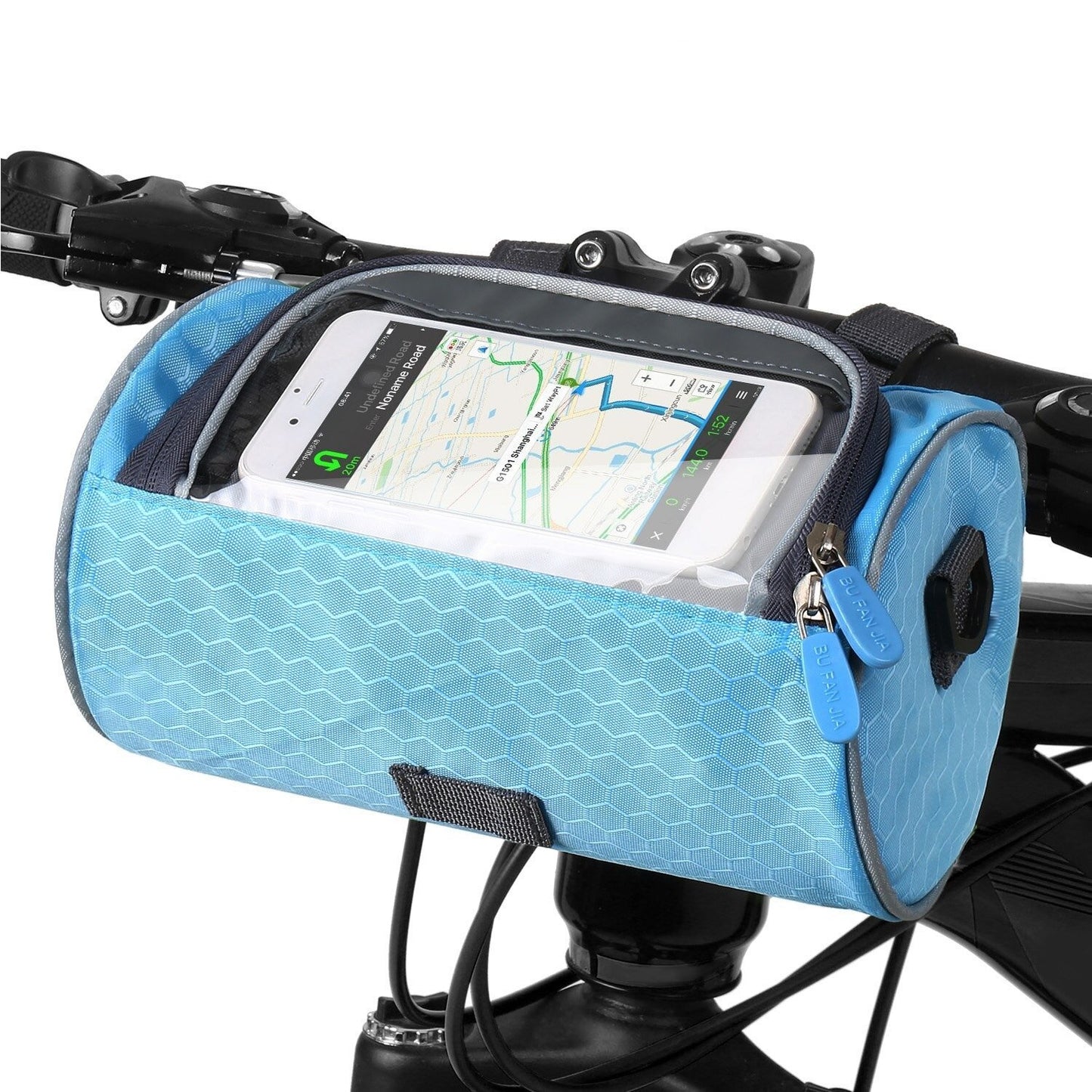 Fahrradtasche mit Touchscreen - Testsieger_hellblau