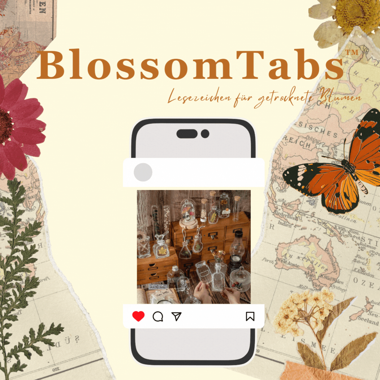 BlossomTabs™ Lesezeichen für getrocknete Blumen, Fotos oder Notizen (80er Set)