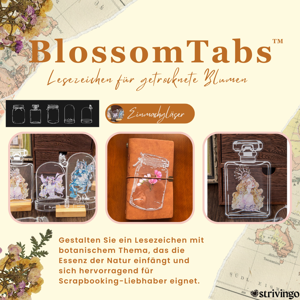 BlossomTabs™ Lesezeichen für getrocknete Blumen, Fotos oder Notizen (80er Set)