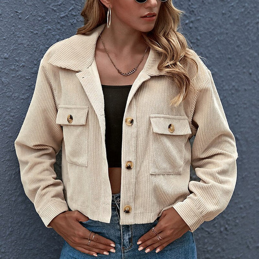 Celina Rippenjacke  | Trendige kurze Rippenjacke mit offenem Kragen