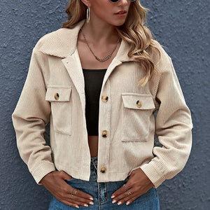 Celina Rippenjacke  | Trendige kurze Rippenjacke mit offenem Kragen