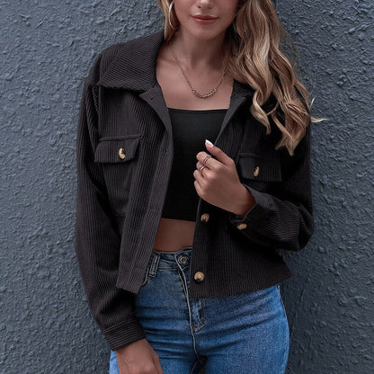 Celina Rippenjacke  | Trendige kurze Rippenjacke mit offenem Kragen