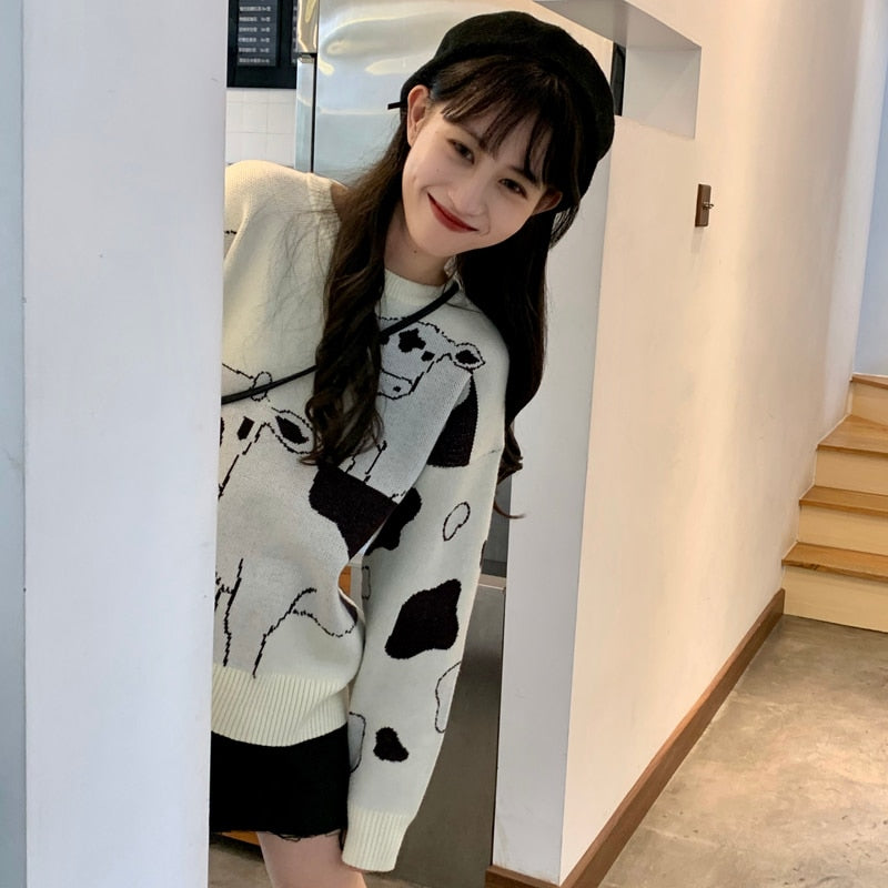 WOLF Vintage Casual Loose Lazy Pullover Japanisch Kawaii Niedlich Ulzzang