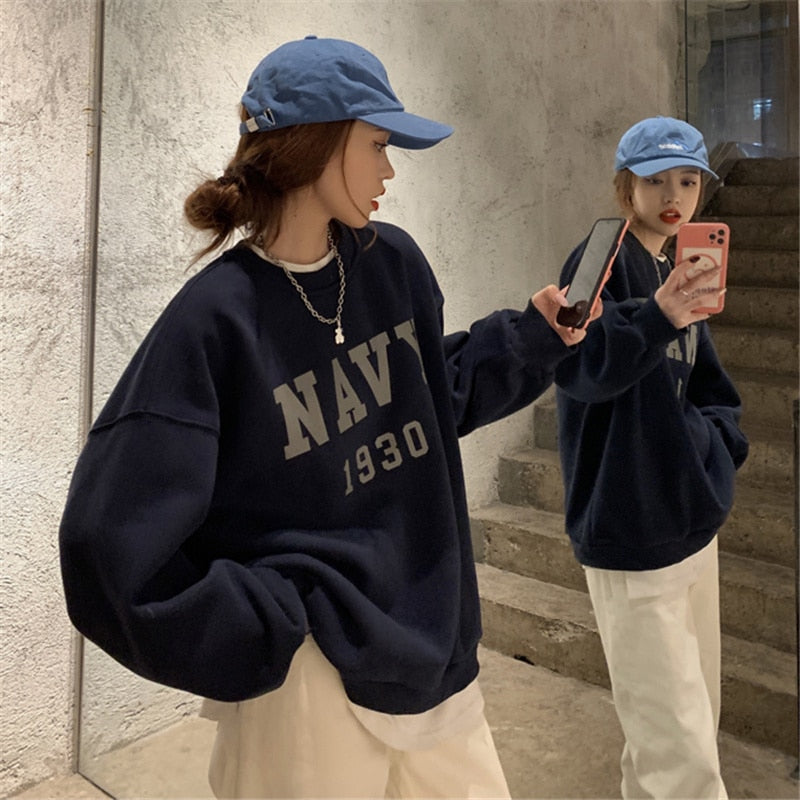 WOLF Bedruckter Rundhalsausschnitt-Hoodie für Damen - lässig, lockerer Stil für jeden Tag