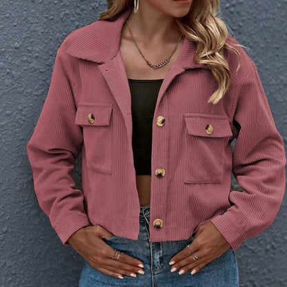 Celina Rippenjacke  | Trendige kurze Rippenjacke mit offenem Kragen