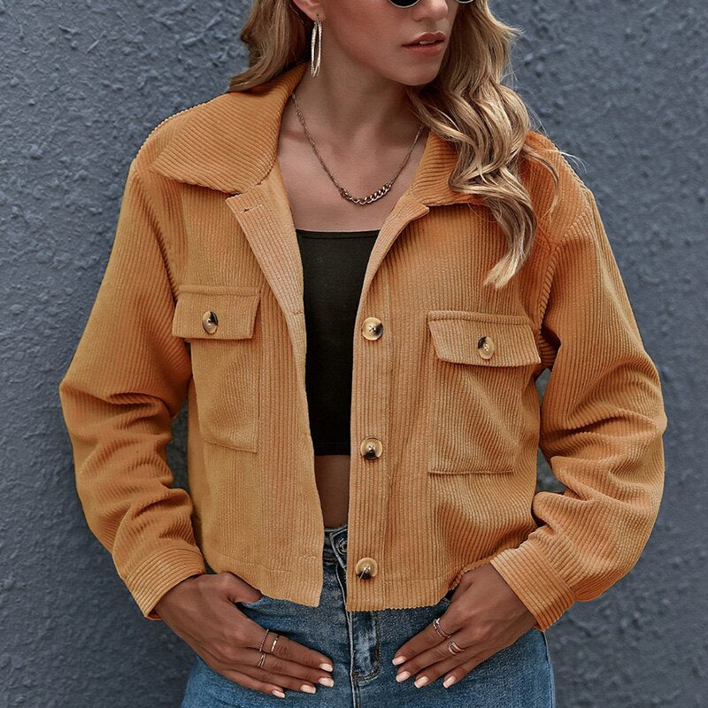 Celina Rippenjacke  | Trendige kurze Rippenjacke mit offenem Kragen