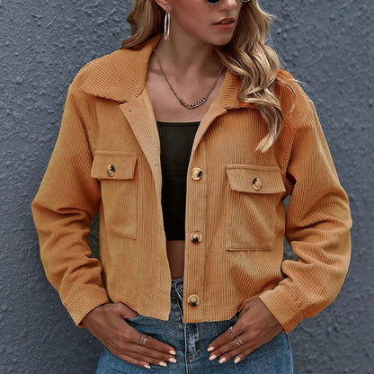 Celina Rippenjacke  | Trendige kurze Rippenjacke mit offenem Kragen