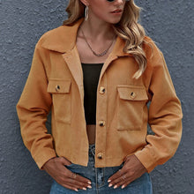 Lade das Bild in den Galerie-Viewer, Celina Rippenjacke  | Trendige kurze Rippenjacke mit offenem Kragen
