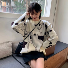 Lade das Bild in den Galerie-Viewer, WOLF Vintage Casual Loose Lazy Pullover Japanisch Kawaii Niedlich Ulzzang
