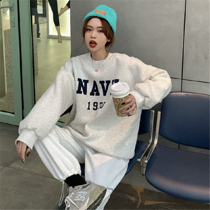 WOLF Bedruckter Rundhalsausschnitt-Hoodie für Damen - lässig, lockerer Stil für jeden Tag