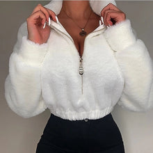 Lade das Bild in den Galerie-Viewer, WOLF Lang Ärmel Reißverschluss Weiß Pullover
