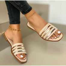 Lade das Bild in den Galerie-Viewer, Rosa Kunstleder Mode Spleißen Peep Toe Strand Slide Sandalen Frauen
