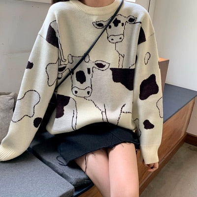 WOLF Vintage Casual Loose Lazy Pullover Japanisch Kawaii Niedlich Ulzzang