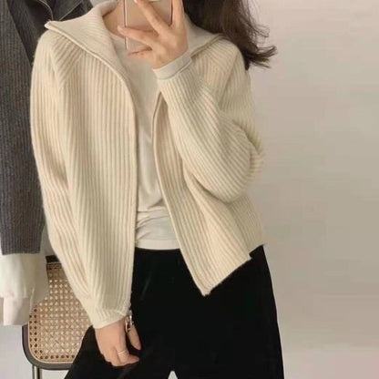 WOLF beige farben Pullover Reißverschluss