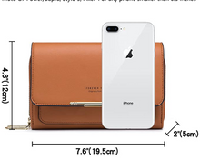 Lade das Bild in den Galerie-Viewer, Handy Umhängetasche,Damen Kleine Umhängetasche,PU Leder Crossbody Schultertasche Reisepass Handytasche mit Kartenschlitz Verstellbar Abnehmbar Schultergurt

